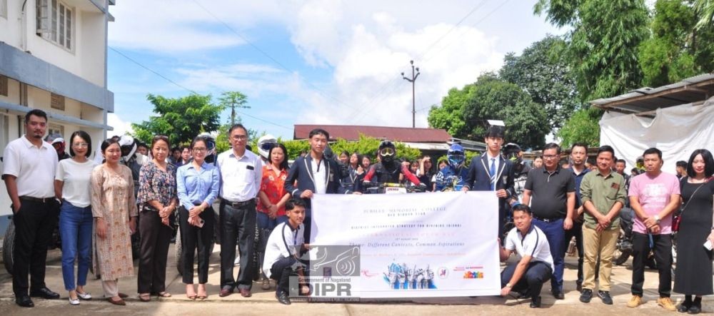 Participants and students pose for a group photograph during the International Youth Day 2026 observance at Jubilee Memorial College, Mokokchung, on August 12. (DIPR Photo)